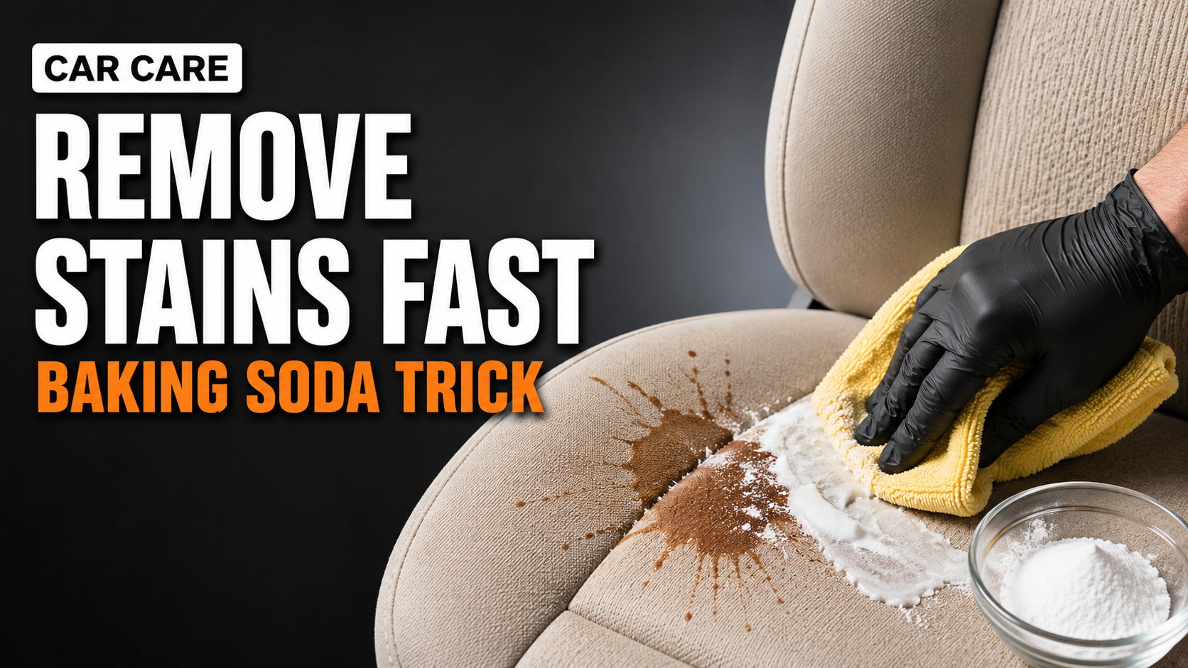 How to safely remove dried coffee stains from light-colored fabric car seats using baking soda